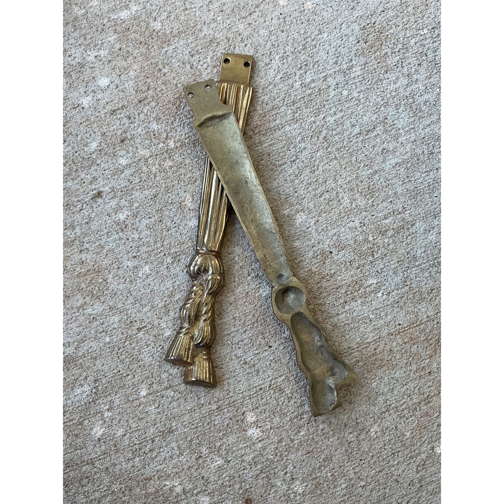 Vintage Solid Brass Bow Tassel Picture Plate Hanger Wall 2 Piece Replacement - Picture 2 of 2